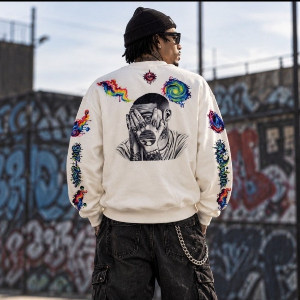 VTG USA Jerzees Sweatshirt Mens L Mac Miller Tribute Art To Wear Streetwear Rap